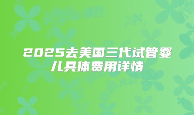 2025去美国三代试管婴儿具体费用详情