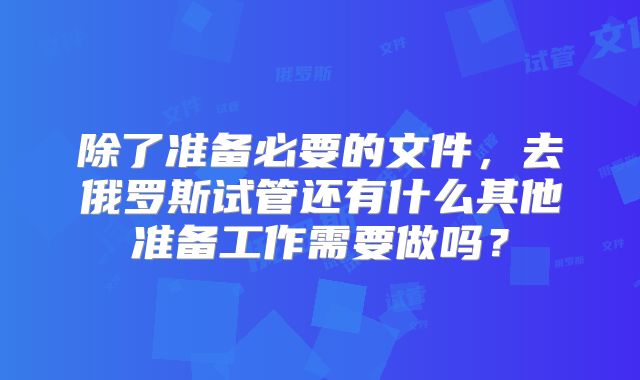 除了准备必要的文件，去俄罗斯试管还有什么其他准备工作需要做吗？