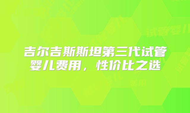 吉尔吉斯斯坦第三代试管婴儿费用，性价比之选
