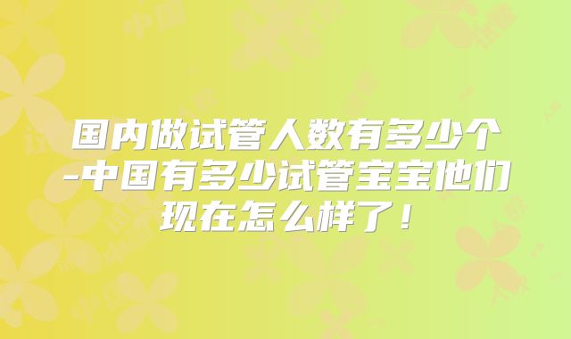 国内做试管人数有多少个-中国有多少试管宝宝他们现在怎么样了！