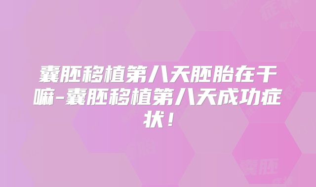 囊胚移植第八天胚胎在干嘛-囊胚移植第八天成功症状！