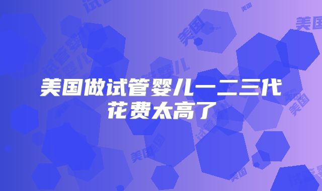 美国做试管婴儿一二三代花费太高了