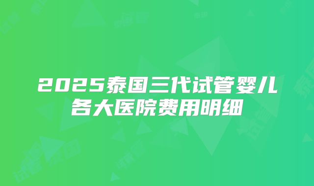 2025泰国三代试管婴儿各大医院费用明细