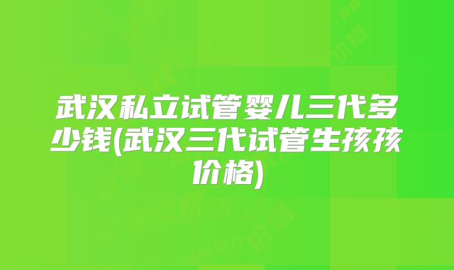 武汉私立试管婴儿三代多少钱(武汉三代试管生孩孩价格)