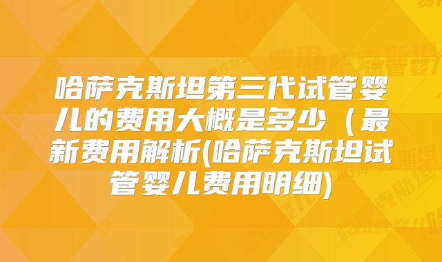 哈萨克斯坦第三代试管婴儿的费用大概是多少（最新费用解析(哈萨克斯坦试管婴儿费用明细)