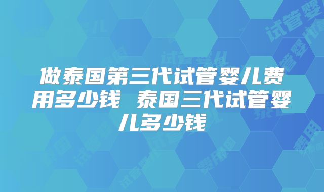 做泰国第三代试管婴儿费用多少钱 泰国三代试管婴儿多少钱