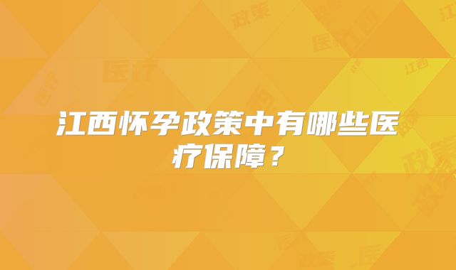 江西怀孕政策中有哪些医疗保障？