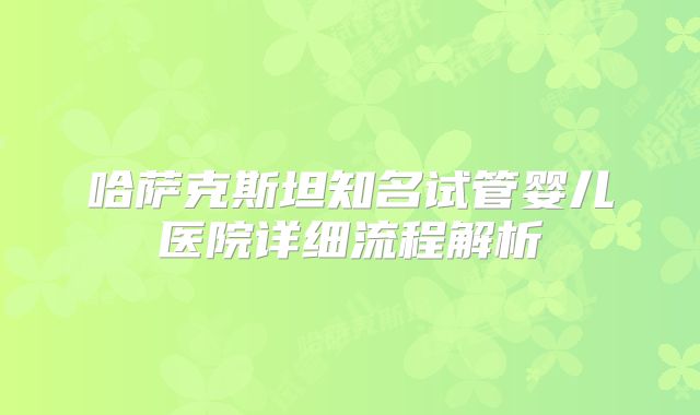 哈萨克斯坦知名试管婴儿医院详细流程解析