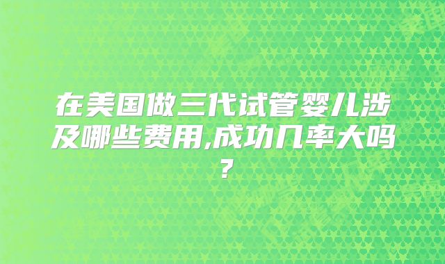 在美国做三代试管婴儿涉及哪些费用,成功几率大吗？