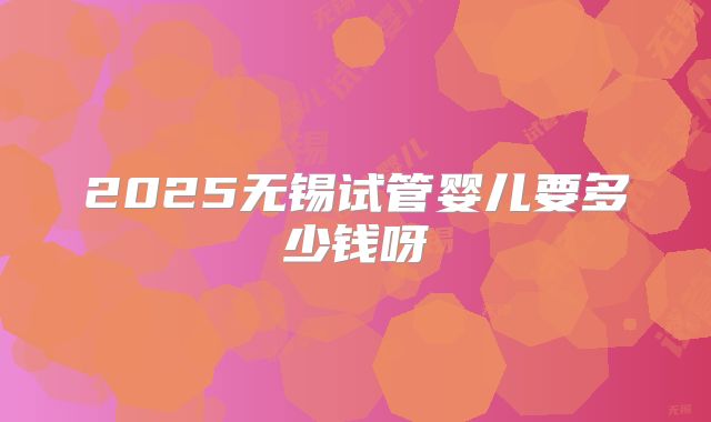 2025无锡试管婴儿要多少钱呀