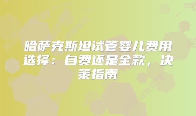 哈萨克斯坦试管婴儿费用选择:自费还是全款,决策指南