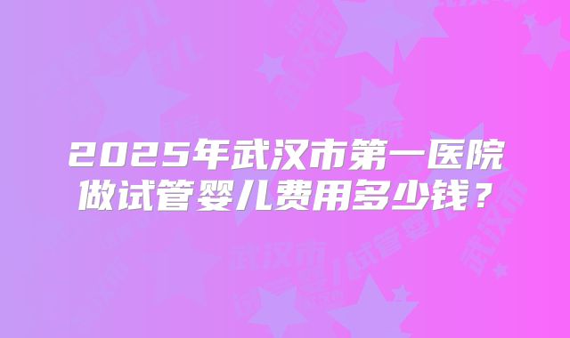 2025年武汉市第一医院做试管婴儿费用多少钱？