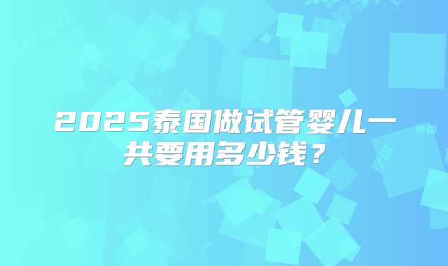 2025泰国做试管婴儿一共要用多少钱？
