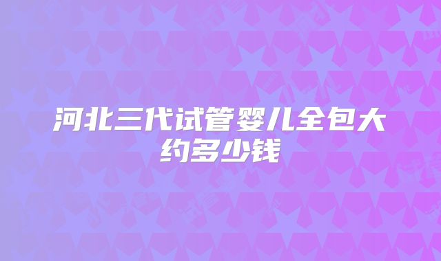 河北三代试管婴儿全包大约多少钱