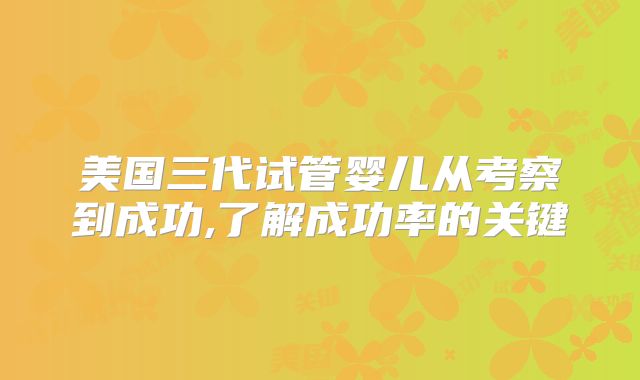美国三代试管婴儿从考察到成功,了解成功率的关键