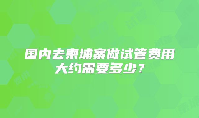 国内去柬埔寨做试管费用大约需要多少？