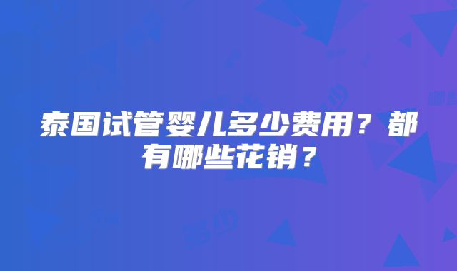 泰国试管婴儿多少费用？都有哪些花销？
