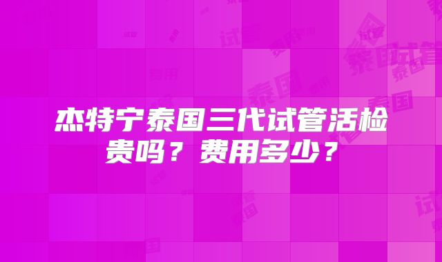 杰特宁泰国三代试管活检贵吗？费用多少？