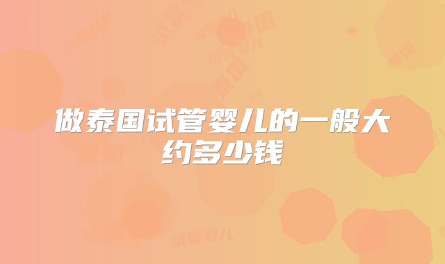 做泰国试管婴儿的一般大约多少钱