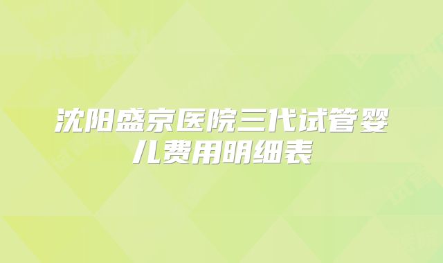 沈阳盛京医院三代试管婴儿费用明细表