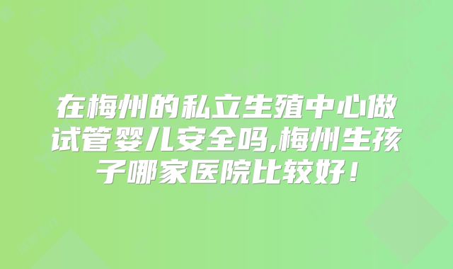 在梅州的私立生殖中心做试管婴儿安全吗,梅州生孩子哪家医院比较好！