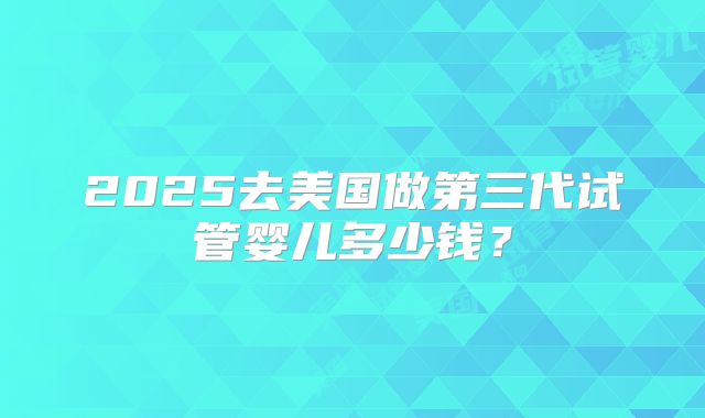 2025去美国做第三代试管婴儿多少钱？