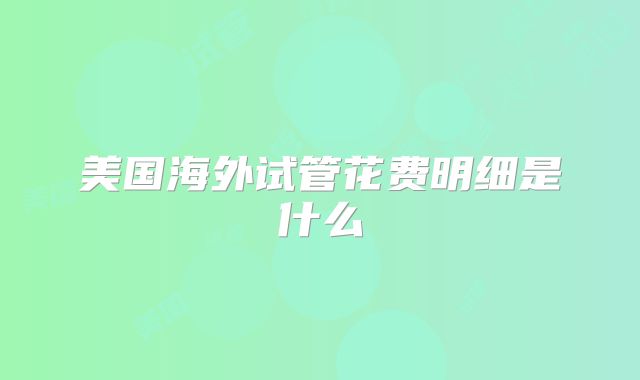 美国海外试管花费明细是什么