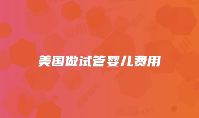 美国做试管婴儿费用