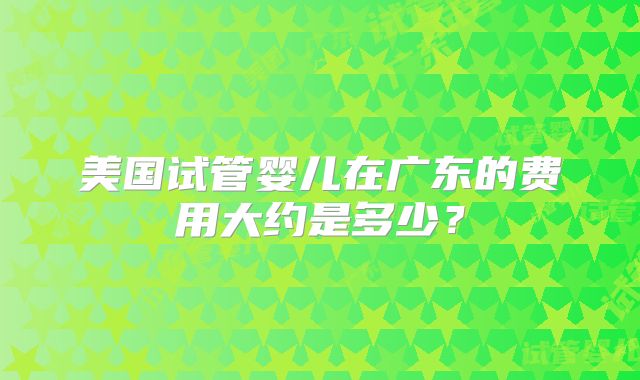 美国试管婴儿在广东的费用大约是多少？