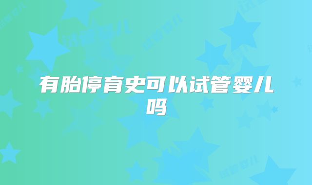 有胎停育史可以试管婴儿吗