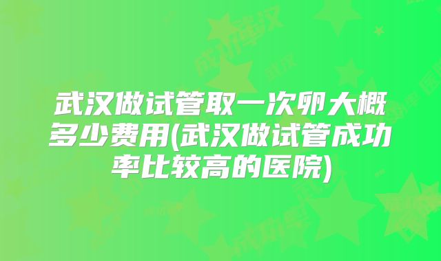 武汉做试管取一次卵大概多少费用(武汉做试管成功率比较高的医院)