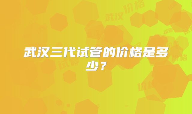 武汉三代试管的价格是多少？