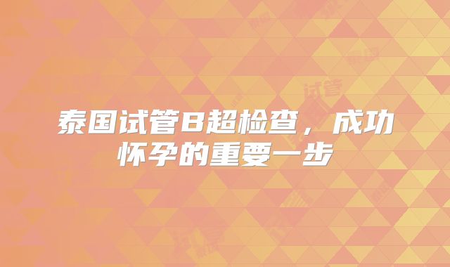 泰国试管B超检查，成功怀孕的重要一步
