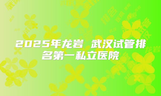 2025年龙岩 武汉试管排名第一私立医院