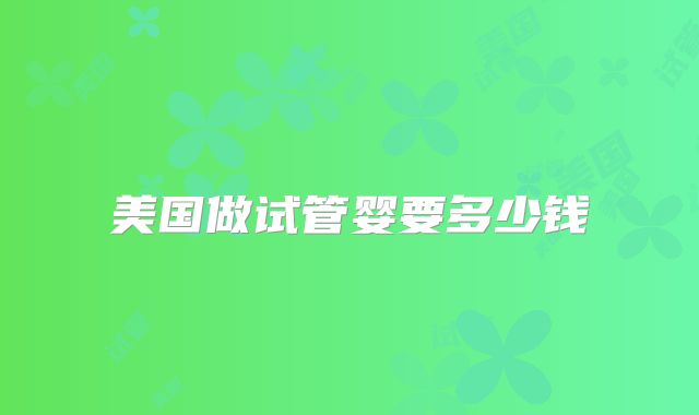 美国做试管婴要多少钱