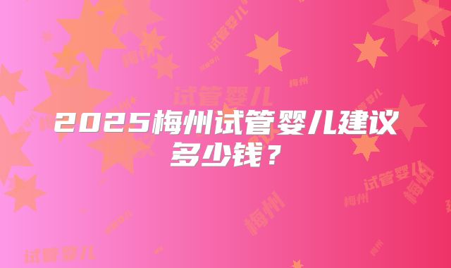 2025梅州试管婴儿建议多少钱？
