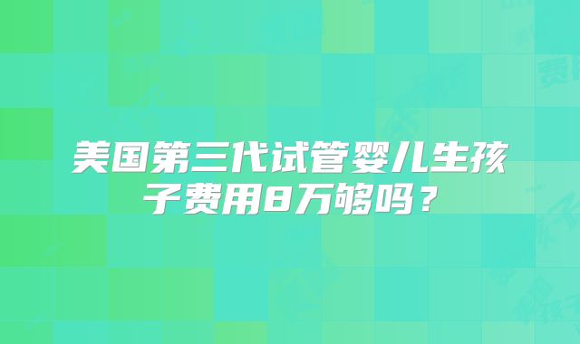 美国第三代试管婴儿生孩子费用8万够吗?