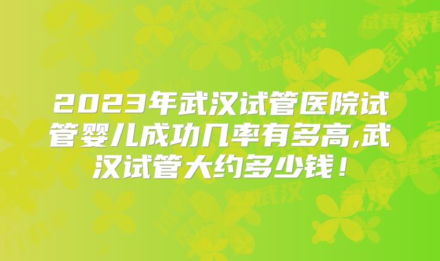 2023年武汉试管医院试管婴儿成功几率有多高,武汉试管大约多少钱！