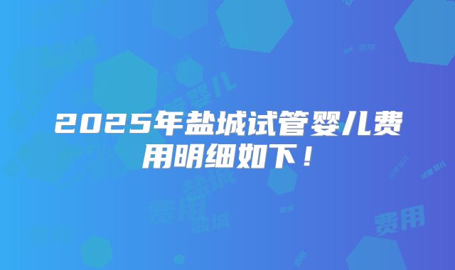 2025年盐城试管婴儿费用明细如下！