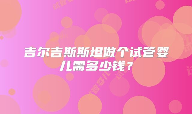 吉尔吉斯斯坦做个试管婴儿需多少钱?