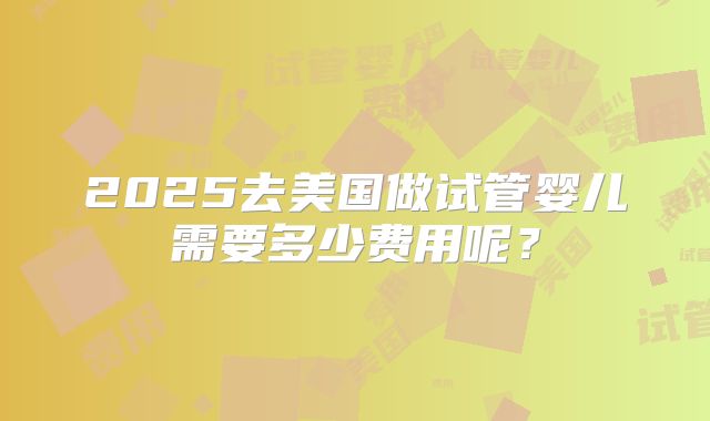 2025去美国做试管婴儿需要多少费用呢？