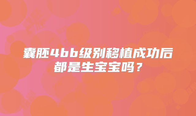 囊胚4bb级别移植成功后都是生宝宝吗？