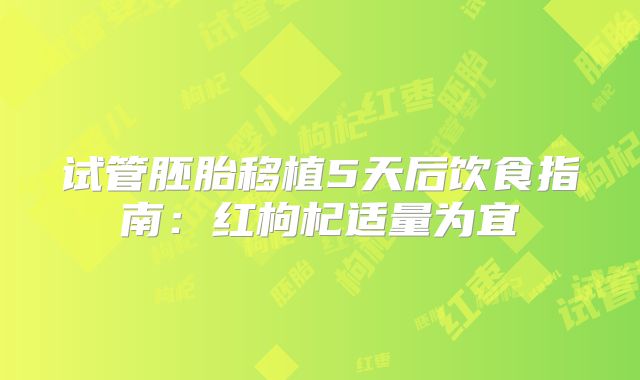 试管胚胎移植5天后饮食指南:红枸杞适量为宜
