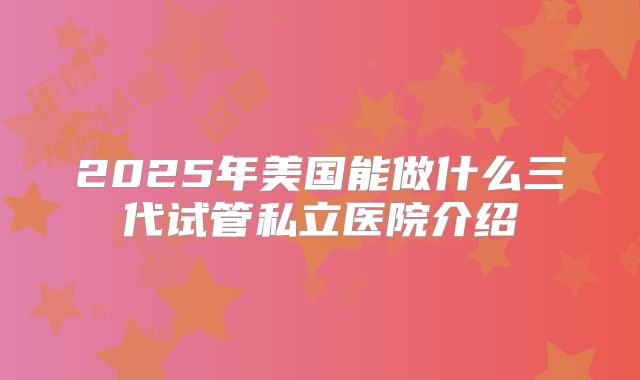 2025年美国能做什么三代试管私立医院介绍