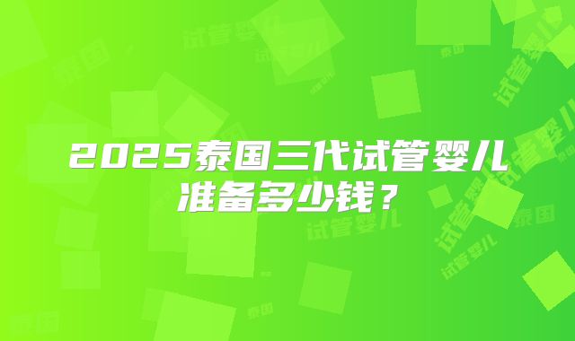 2025泰国三代试管婴儿准备多少钱？
