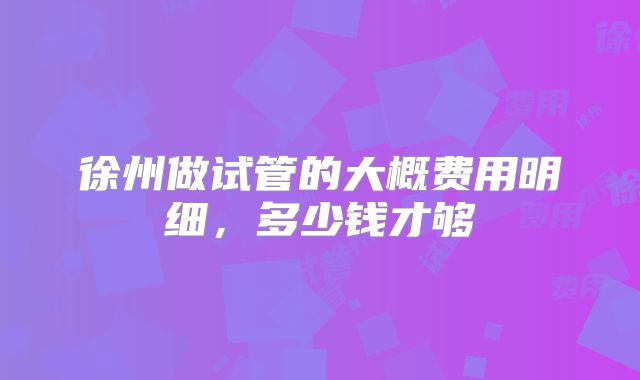 徐州做试管的大概费用明细，多少钱才够