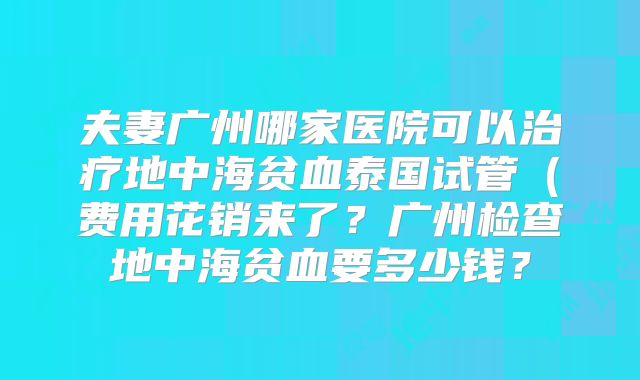 夫妻广州哪家医院可以治疗地中海贫血泰国试管（费用花销来了？广州检查地中海贫血要多少钱？