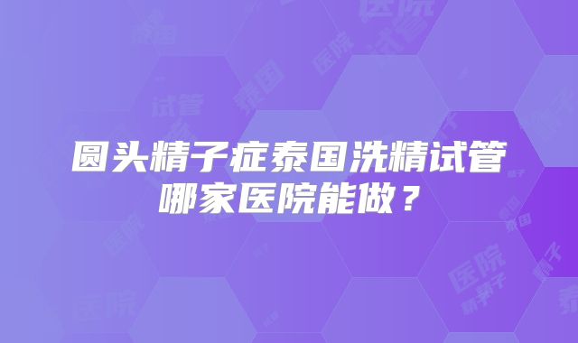 圆头精子症泰国洗精试管哪家医院能做？