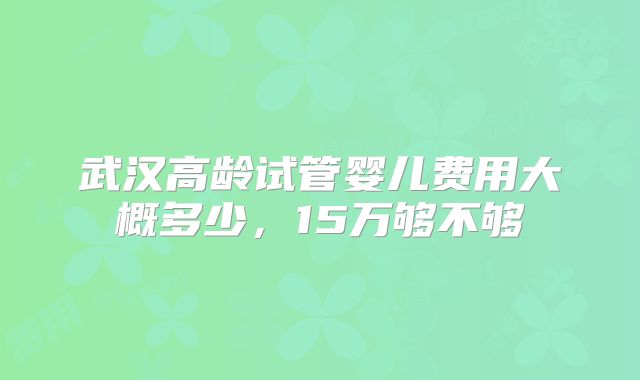 武汉高龄试管婴儿费用大概多少，15万够不够