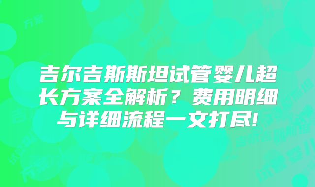 吉尔吉斯斯坦试管婴儿超长方案全解析？费用明细与详细流程一文打尽!